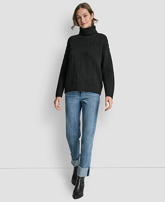Women's Turtle Neck Bobble Stitch Long Sleeve Sweater | Macy's