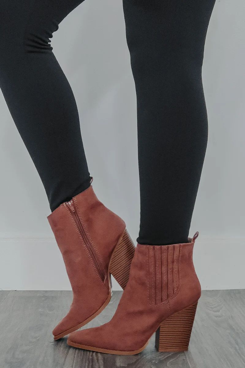 Turn The Tables Booties: Terracotta | Shophopes