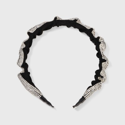 Ruched Rhinestone Headband - A New Day™ Black/Clear | Target