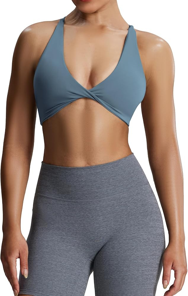 Aoxjox Women's Workout Sports Bras Fitness Sienna Low Impact Bra Yoga Crop Tank | Amazon (US)