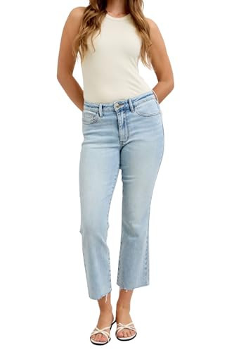 Judy Blue Mid Rise Light Wash Kick Flare, Inseam 27" | Amazon (US)