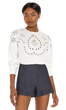 Rails Alice Sweatshirt in White Eyelet Embroidery from Revolve.com | Revolve Clothing (Global)