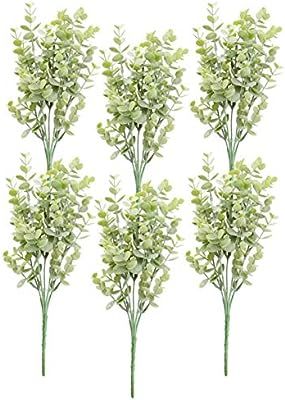 AuldHome Artificial Eucalyptus Picks (6-Pack, 13-Inch); Eucalyptus Bush Greenery Stems for Christ... | Amazon (US)