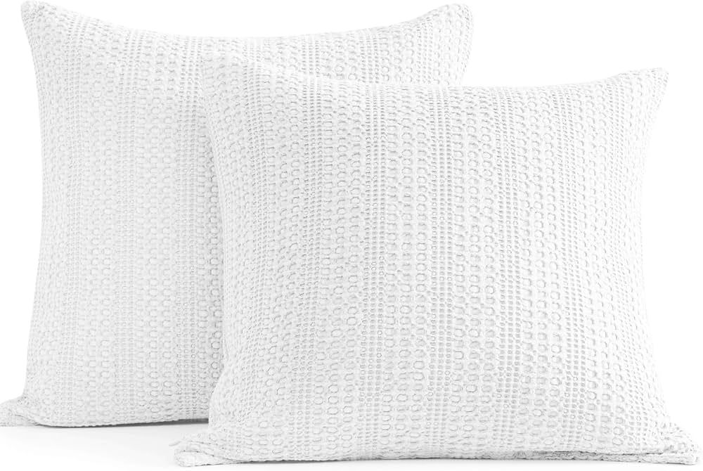 COCOPLOCEUS White Pillow Covers 18x18 Throw Pillow Covers Set of 2 Boho Decorative Pillow Shams S... | Amazon (US)