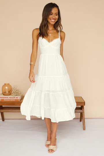 Somebody New Midi Dress White | Fortunate One