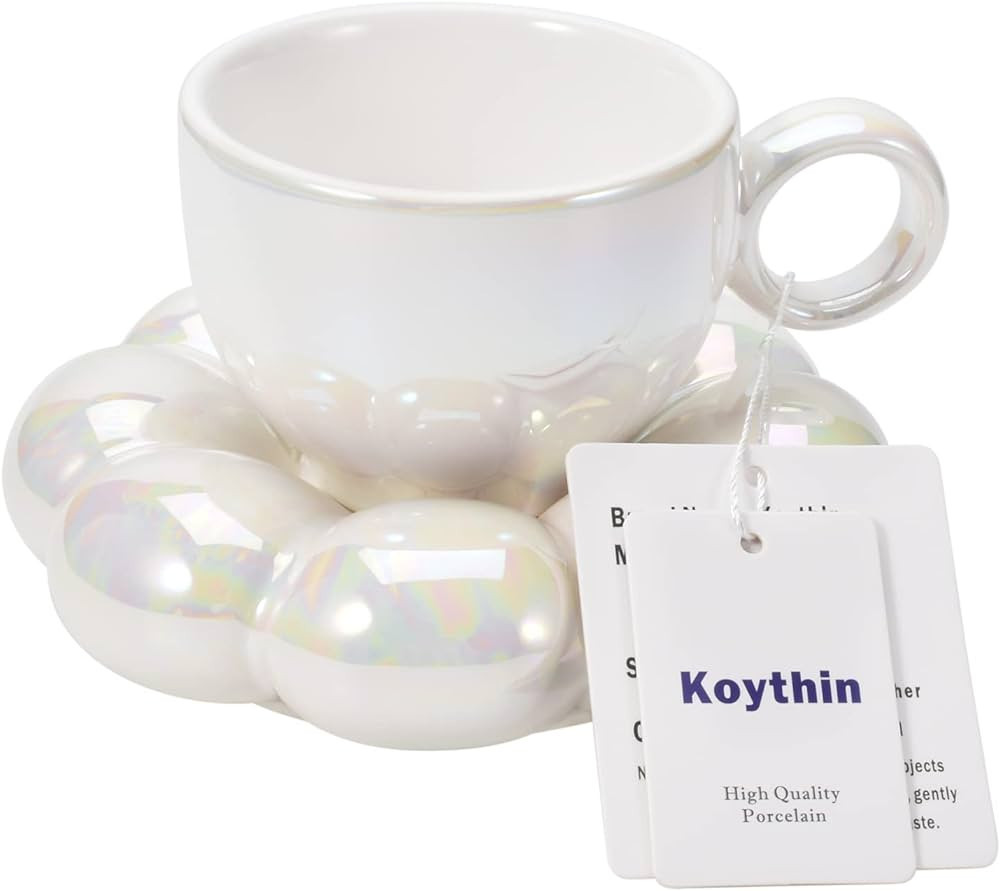 Koythin Ceramic Coffee Mug with Saucer Set, Creative Cute Cup with Sunflower Coaster for Office a... | Amazon (US)