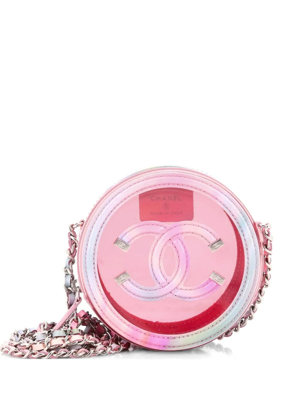 CHANEL Pre-Owned Filigree Round Clutch with Chain PVC with Lambskin Mini crossbody bag - Multicolour | Farfetch Global