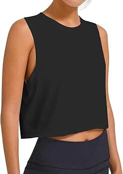 LASLULU Crop Tops Workout Tops Loose Sleeveless Cropped Muscle Tank Open Back Shirts Gym Exercise... | Amazon (US)