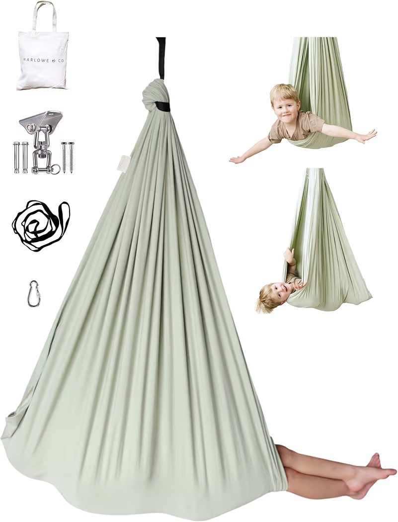 Marlowe & Co Indoor Outdoor Double Layer Cotton Sensory Compression Swing, Special Needs Therapy Swing, Holds 200 lbs, 360° Swivel Hardware Included (Desert Sage) | Amazon (US)