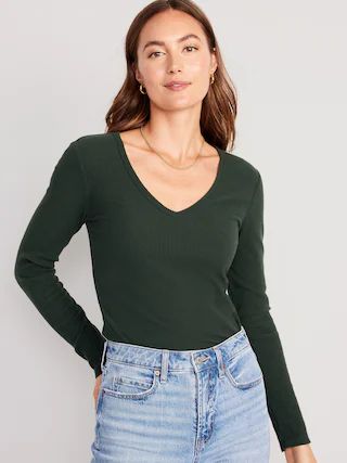 Plush Long-Sleeve V-Neck T-Shirt for Women | Old Navy (US)