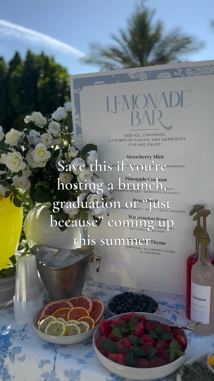 Comment LEMONADE and I’ll send everything I used  for this set up🍋 including my new printable, printed @walgreens 

My printable is 100% customizable so it can match the vibe for graduation, mother’s day, baby showers or girls night 🤍

Hosting tip: If you have a wrinkled tablecloth, getting it slightly damp helps knock out wrinkles,while it dries in the sun ☀️ 

Lemonade Bar Ideas | Summer Hosting | Grad Party Ideas | Outdoor Living | Backyard Party | Lemonade Printable | Everyday Hosting | Lemonade Bar Setup

#hostingideas #slowliving #softlife #partyplanning #miloslemonade #milos