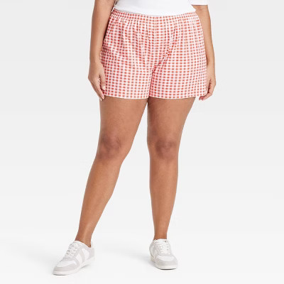 Women's Gingham Graphic Boxer Shorts - Red | Target