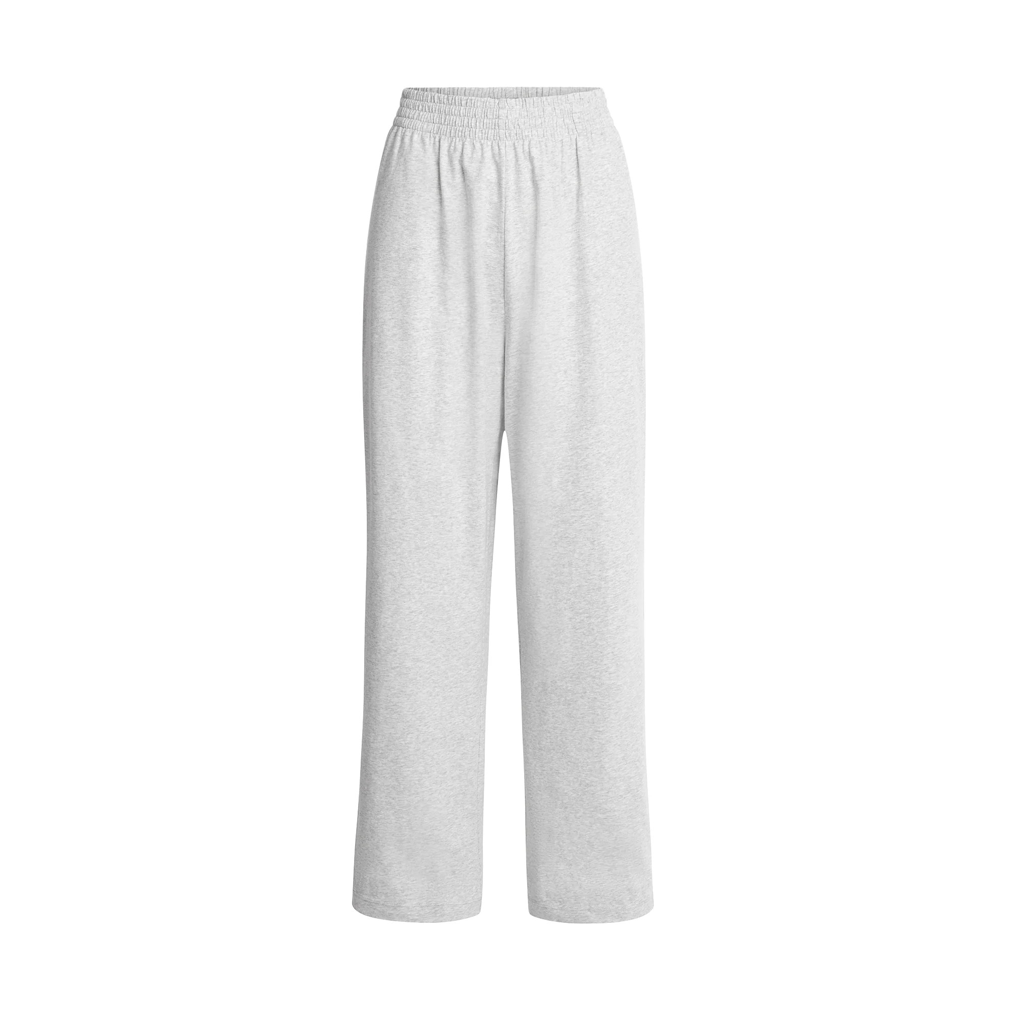 COTTON JERSEY WIDE LEG PANT | LIGHT HEATHER GREY | SKIMS | SKIMS (US)