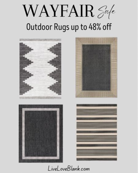 Wayfair outdoor rug sale…these up to 48% off!
Home decor
Outdoor living area

#LTKStyleTip #LTKHome #LTKSaleAlert