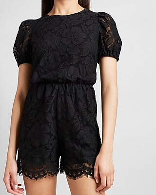 Lace Floral Mesh Romper | Express