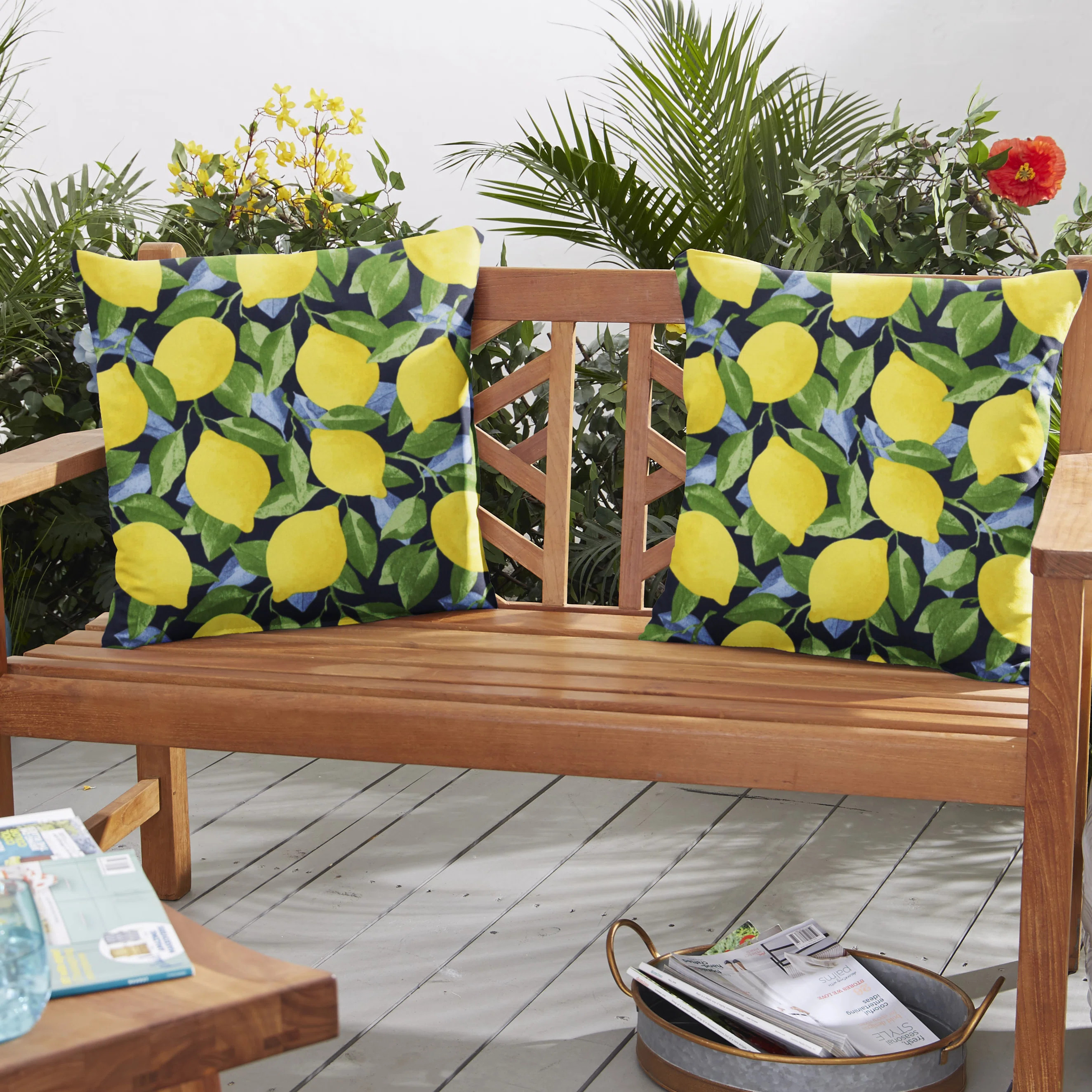 Lemons Outdoor Square Pillow Cover and Insert (Set of 2) | Wayfair North America