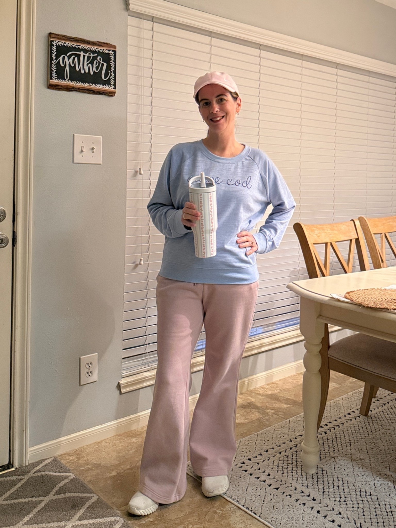 What I’m wearing today- comfortable fleece wide leg pants and a cozy sweatshirt with comfortable adidas sneakers. Can’t forget my Hydrojug water tumbler!

#LTKootd #LTKOver40 #LTKdayinmylife