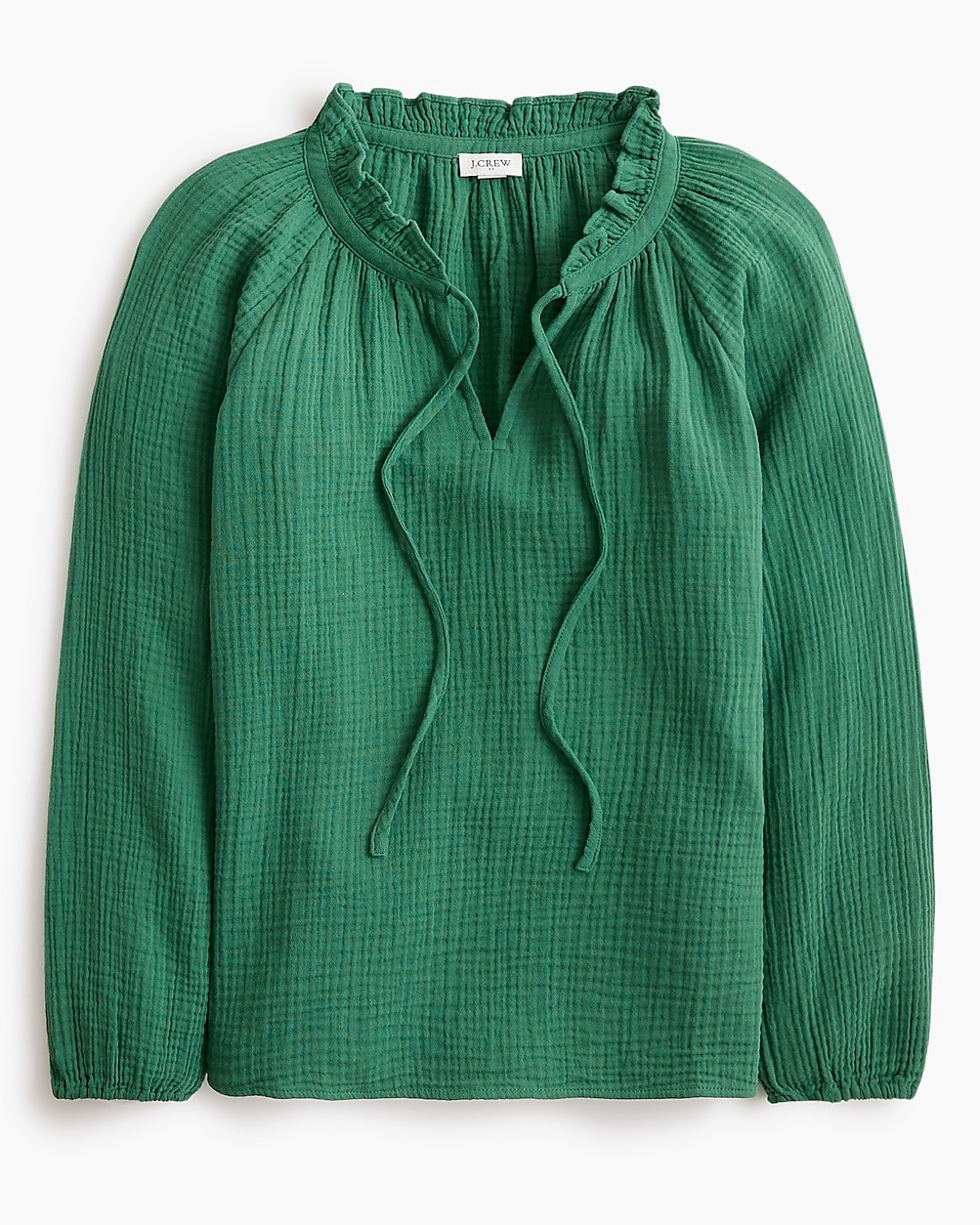 Long-sleeve gauze tie-neck top | J.Crew Factory
