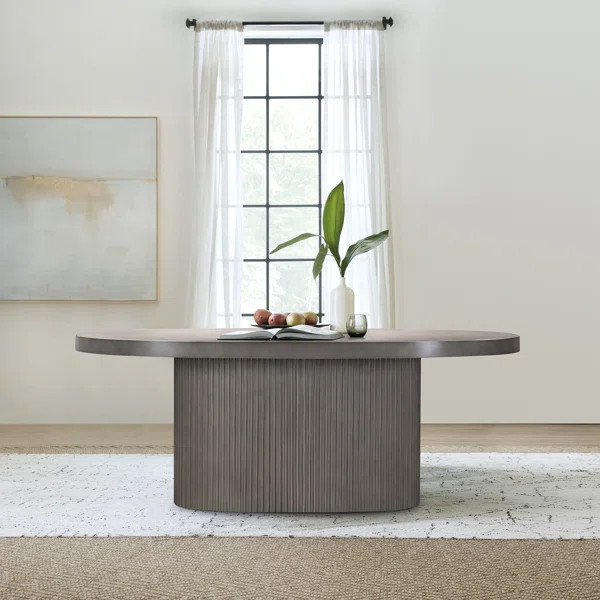 Ayniah 75" Oval Dining Table in Gray Concrete | Wayfair North America