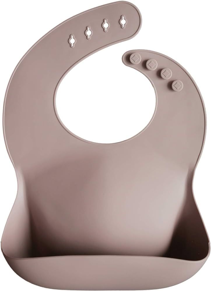mushie Silicone Baby Bib | Adjustable Fit Waterproof Bibs (Warm Taupe) | Amazon (US)