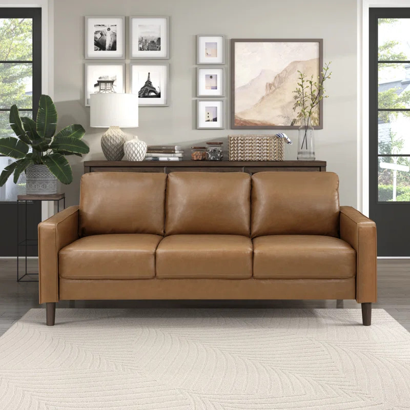 Mitka 77" Faux Leather Square Arm Sofa | Wayfair North America
