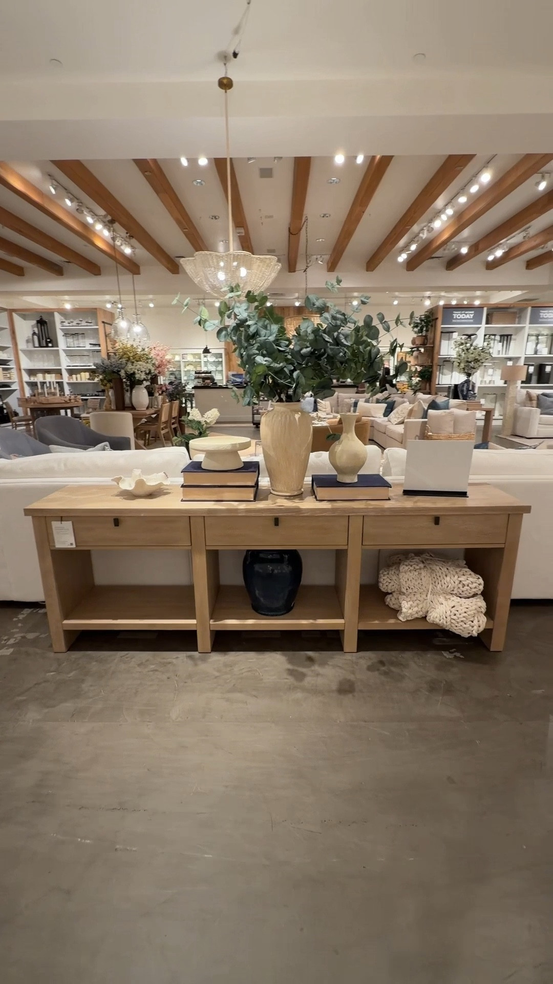 Modern farmhouse inspiration done right!  🫶🏻 The 90” Console Table in the Fog finish is such a beautiful neutral foundation piece — the kind that quietly anchors a room and lets everything else shine. 🤎 The soft brown tone feels warm, airy, and effortlessly timeless. Styled behind a sofa or along a statement wall, it creates that layered, collected look modern farmhouse is known for. With open shelving for baskets and décor plus drawers to keep things tucked away, it blends beauty and function seamlessly. A grounding piece that truly sets the tone for the whole space. Linked here! 💫 #ModernFarmhouseStyle #ConsoleTable #PotteryBarn

#LTKSaleAlert #LTKHome