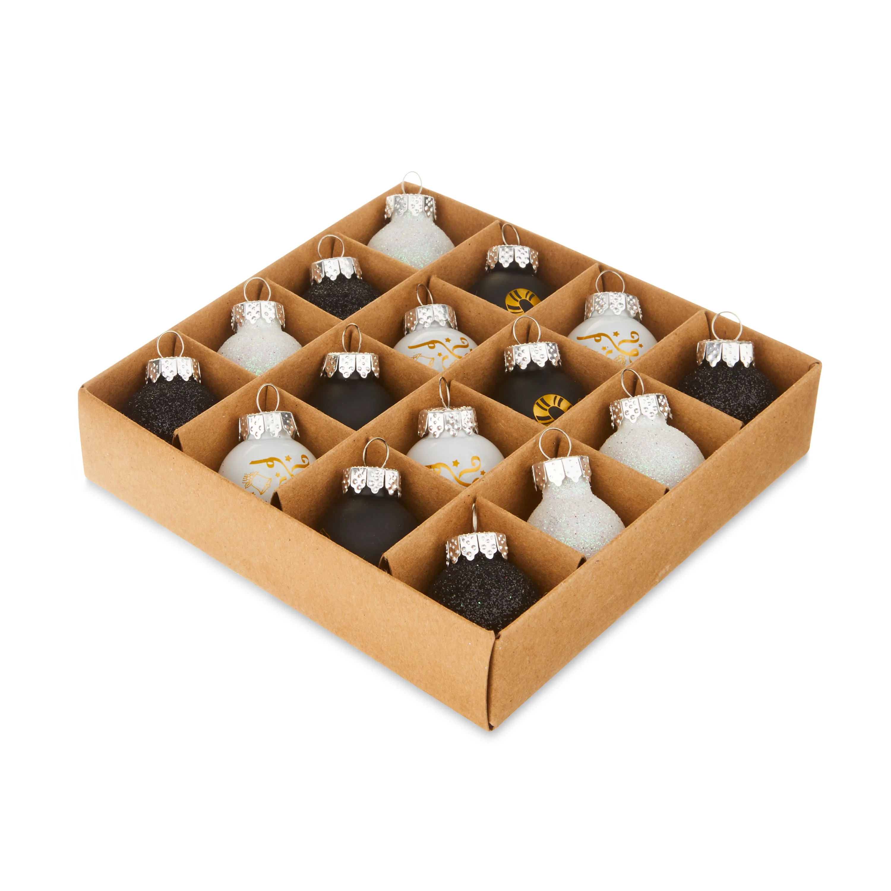 Mini Black & White Glass Christmas Ornaments, 16 Count, by Holiday Time | Walmart (US)