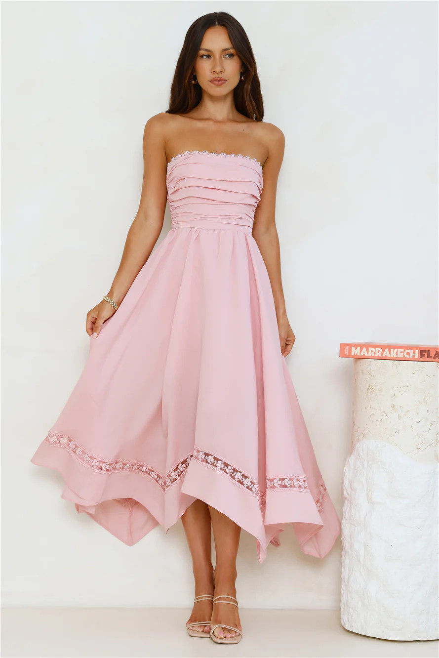 Clarissa Strapless Midi Dress Pink | Hello Molly (US)