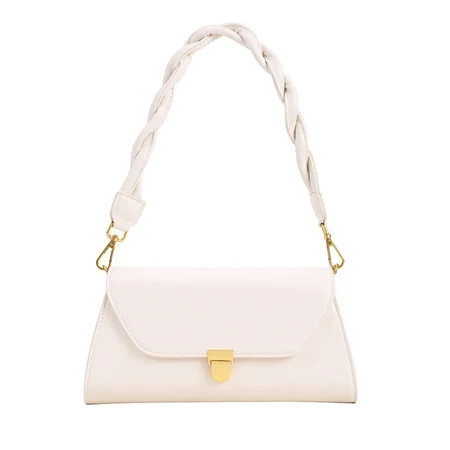 Alloet Leather Shoulder Underarm Bag Women Solid Woven Strap Chain Handbag (White) | Walmart (US)