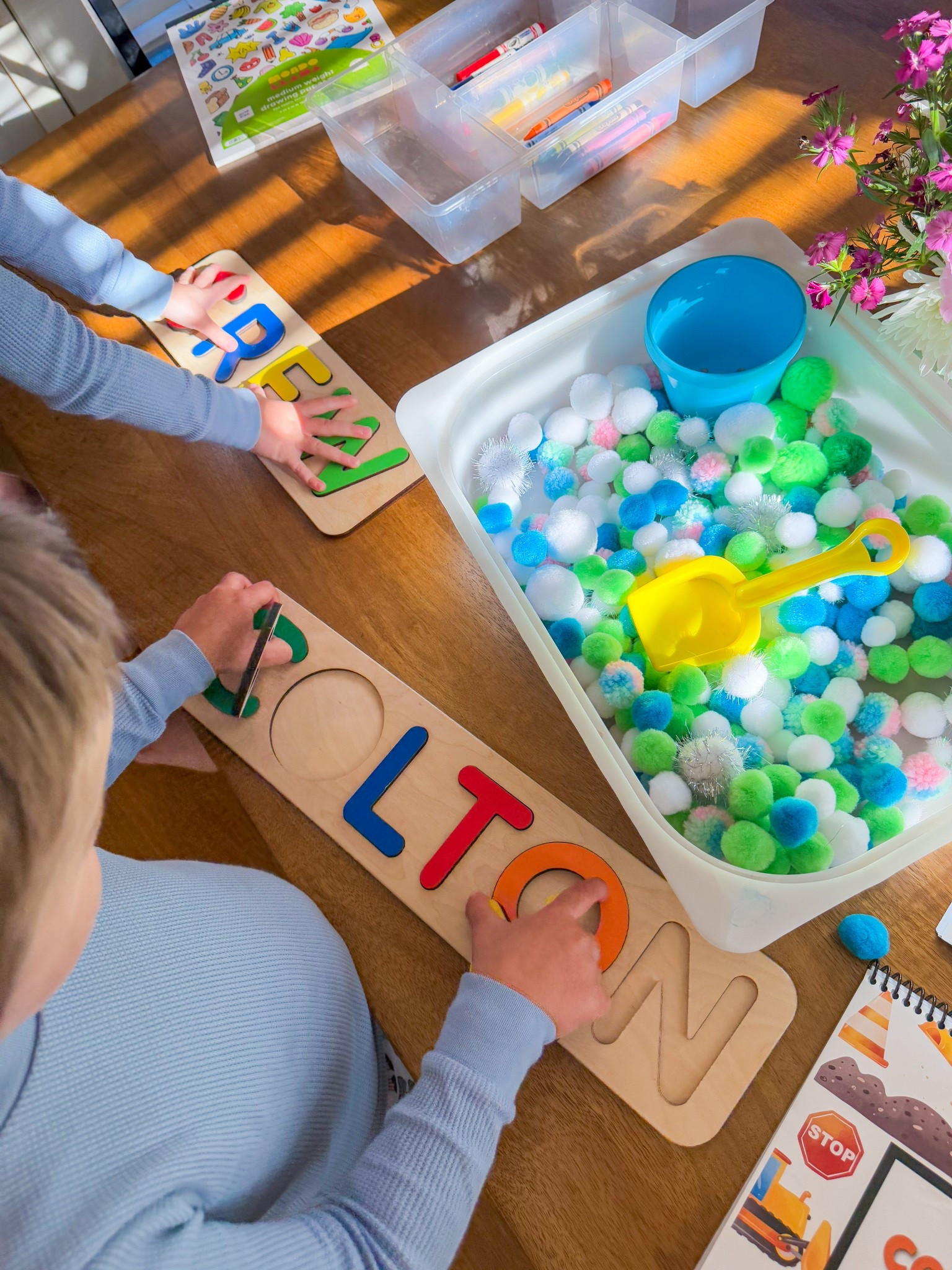 Name play this morning! These wooden name puzzles and personalized coloring books make learning extra fun! 

#LTKKids #LTKFamily