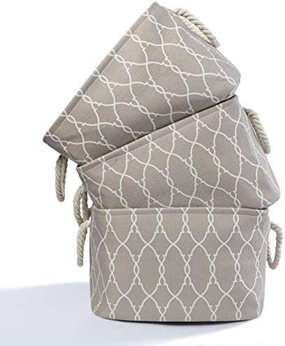 3 Pack Storage Basket Bins Foldable Shelf Basket Rectangular Fabric Collapsible Organizer Bin Laundr | Amazon (US)