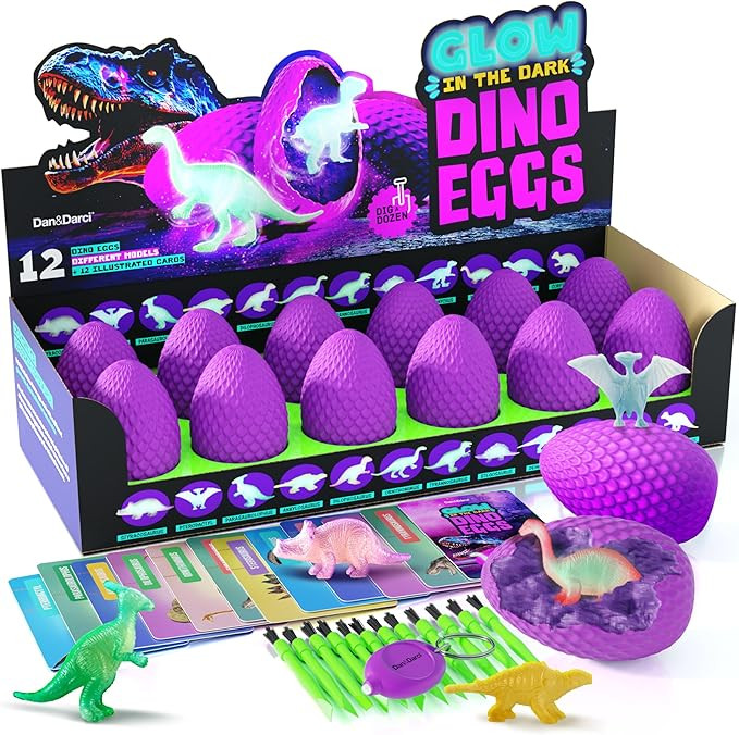 Glow in The Dark Dino Easter Eggs Dig Kit for Kids - Easter Basket Stuffers - Dinosaur Egg Diggin... | Amazon (US)