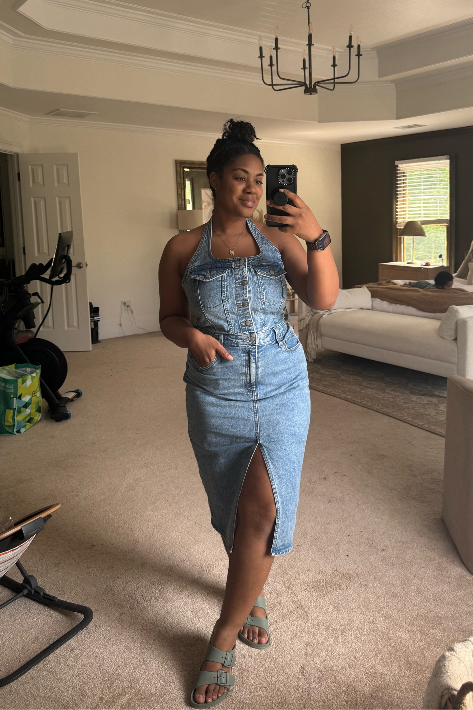 Cutest denim dress with back out! In love with this one! 

#LTKGiftGuide #LTKsalealert #LTKstyletip