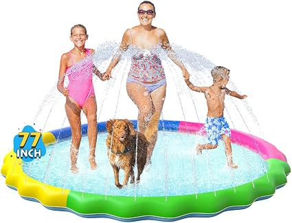 Non-Slip Splash Pad for Kids, Thicken Sprinkler Pool Summer Outdoor Water Toys - Fun Backyard Fou... | Amazon (US)