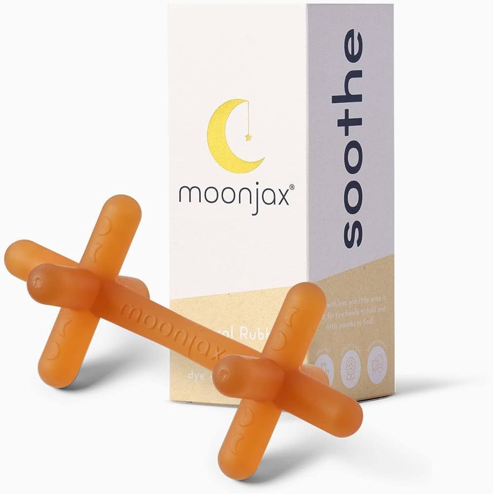 Moonjax Natural Rubber Baby Teething Toys - Baby teether for Infants, Toddlers, Newborns, CPSIA C... | Amazon (US)