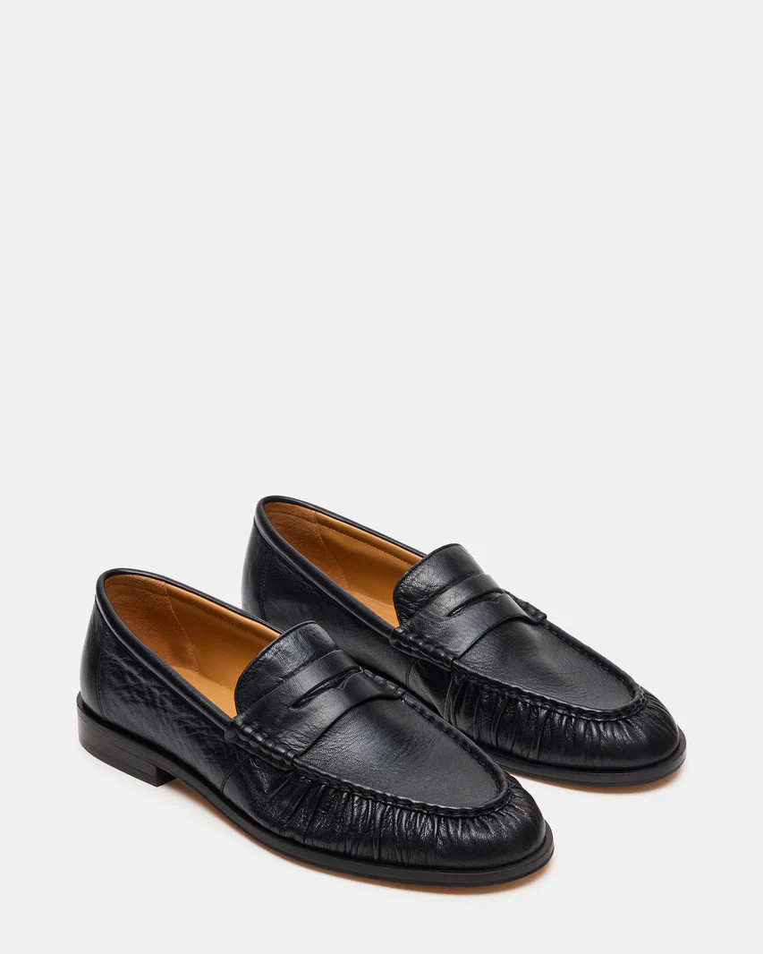 QUINCEY Black Leather Slip-On Men's Loafer | Steve Madden (US)