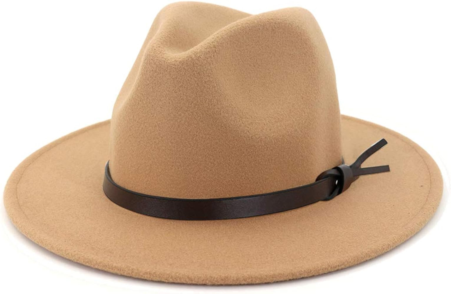 Lisianthus Women Wide Brim Wool Fedora Panama Hat with Belt Buckle | Amazon (US)