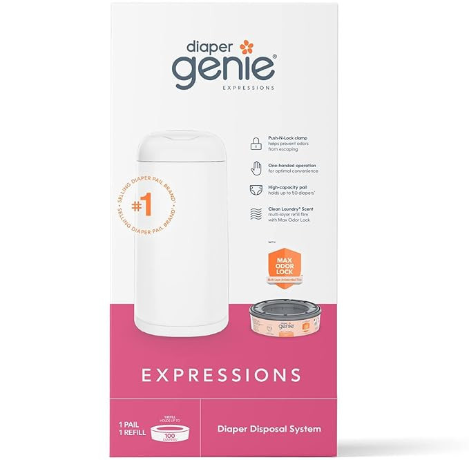 Diaper Genie Expressions Pail | Odor-Controlling Baby Diaper Disposal System | Includes Diaper Pa... | Amazon (US)