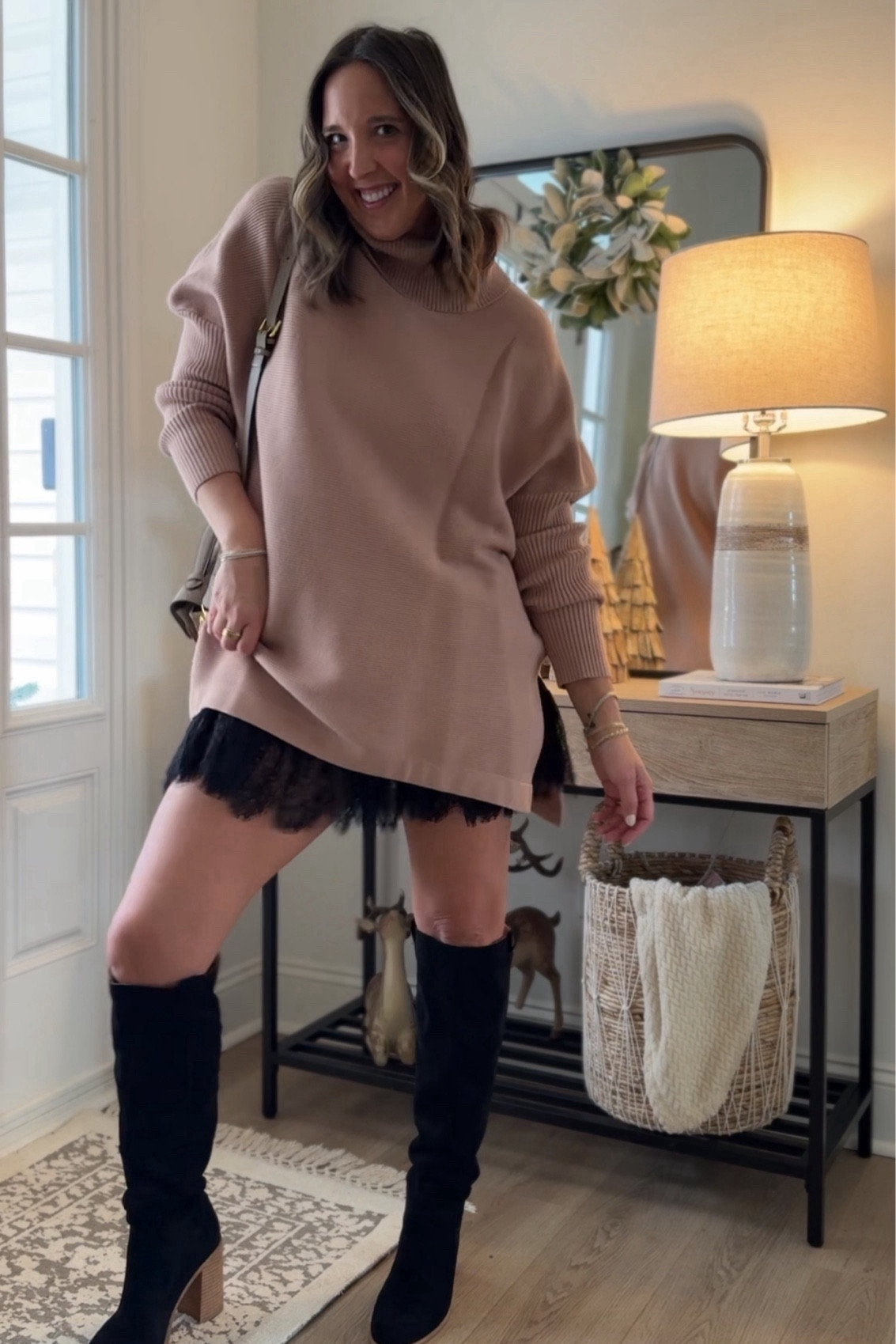 Adding a lace skirt under your oversized sweater is one of my favorite looks! 
Amazon sweater - medium
Free people skirt - small
Books vici 

Linked up some similar boot and skirt options 

#LTKstyletip #LTKfindsunder50 #LTKGiftGuide
