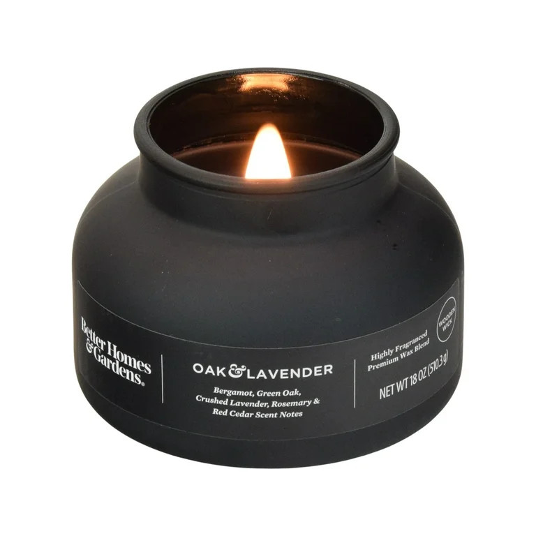 Better Homes & Gardens 18oz Oak & Lavender Scented Wooden Wick Bell Jar Candle | Walmart (US)