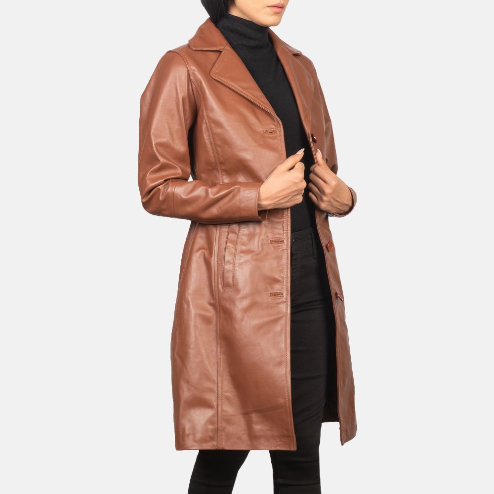 Alexis Brown Single Breasted Leather Coat | The Jacket Maker