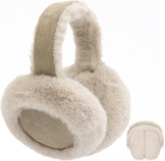 Ear Muffs for Winter Women Faux Fur Warm Earmuffs Foldable Cute Fuzzy Ear Warmers | Amazon (US)