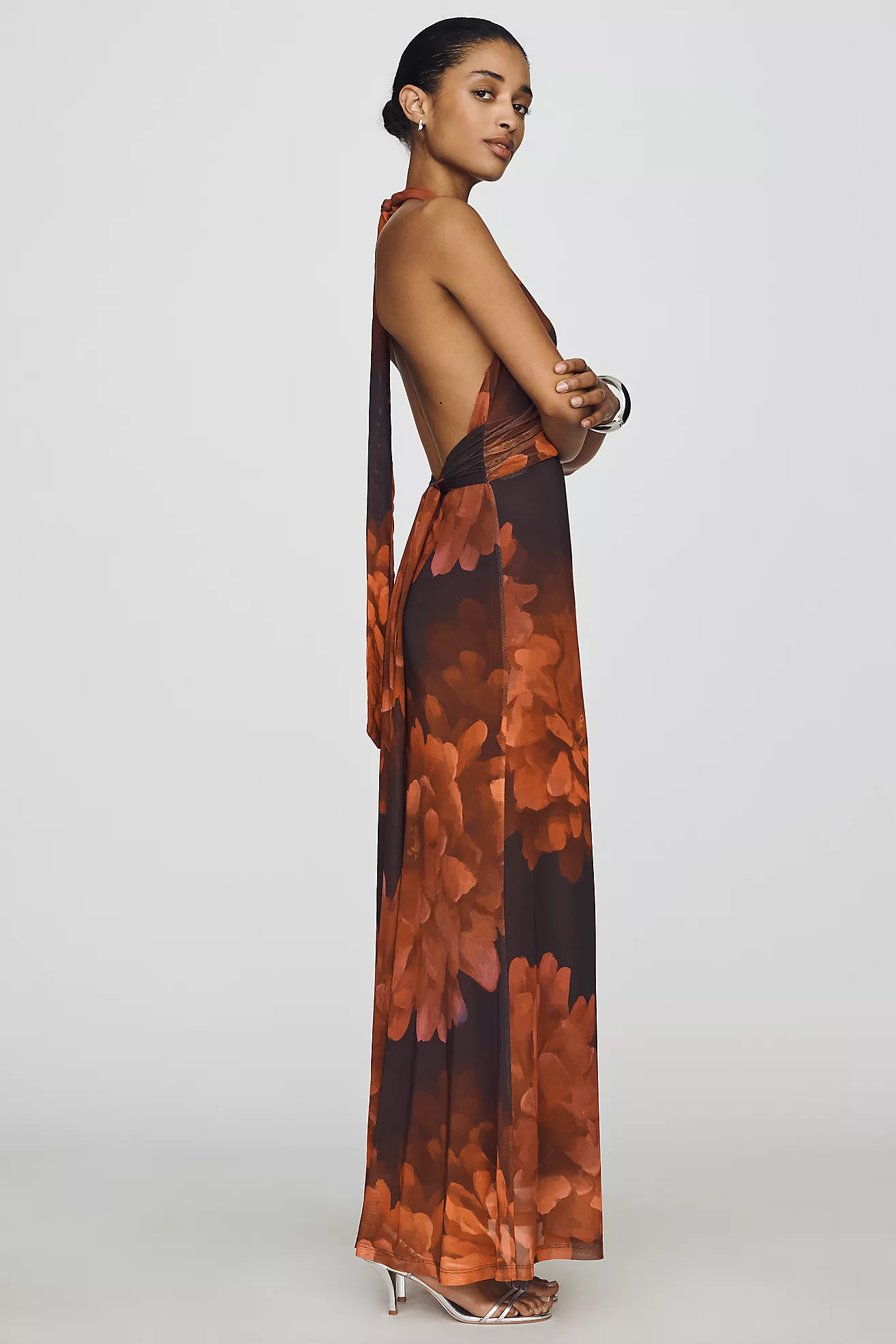 Bardot Elera Mesh Halter Maxi Dress | Anthropologie (US)