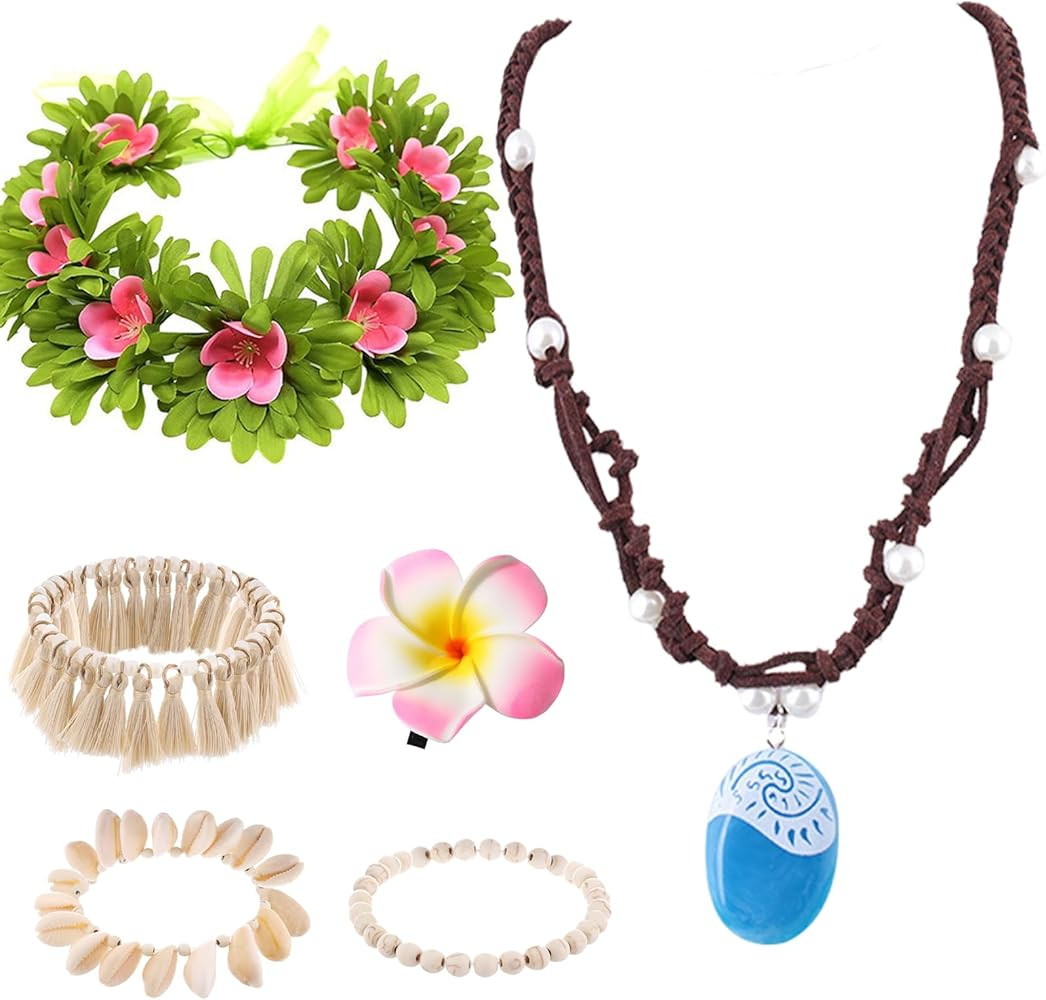 Princess Costume for Women World Book Day, Include Ocean Pendant Hawaii Flowers Garland Headband ... | Amazon (US)