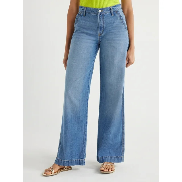Scoop Women’s Slouchy Wide Leg Jeans, Sizes 0-18 | Walmart (US)