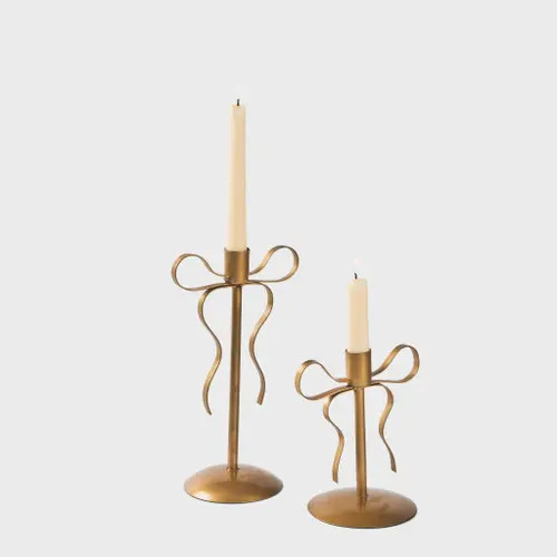 Mela Artisans Gold Bow Tapered Candlesticks in 9" at Nordstrom, Size Large | Nordstrom