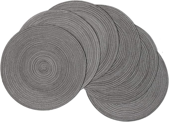 SHACOS Round Braided Placemats Set of 6 Round Table Mats 15 inch Cotton Washable for Holiday Part... | Amazon (US)