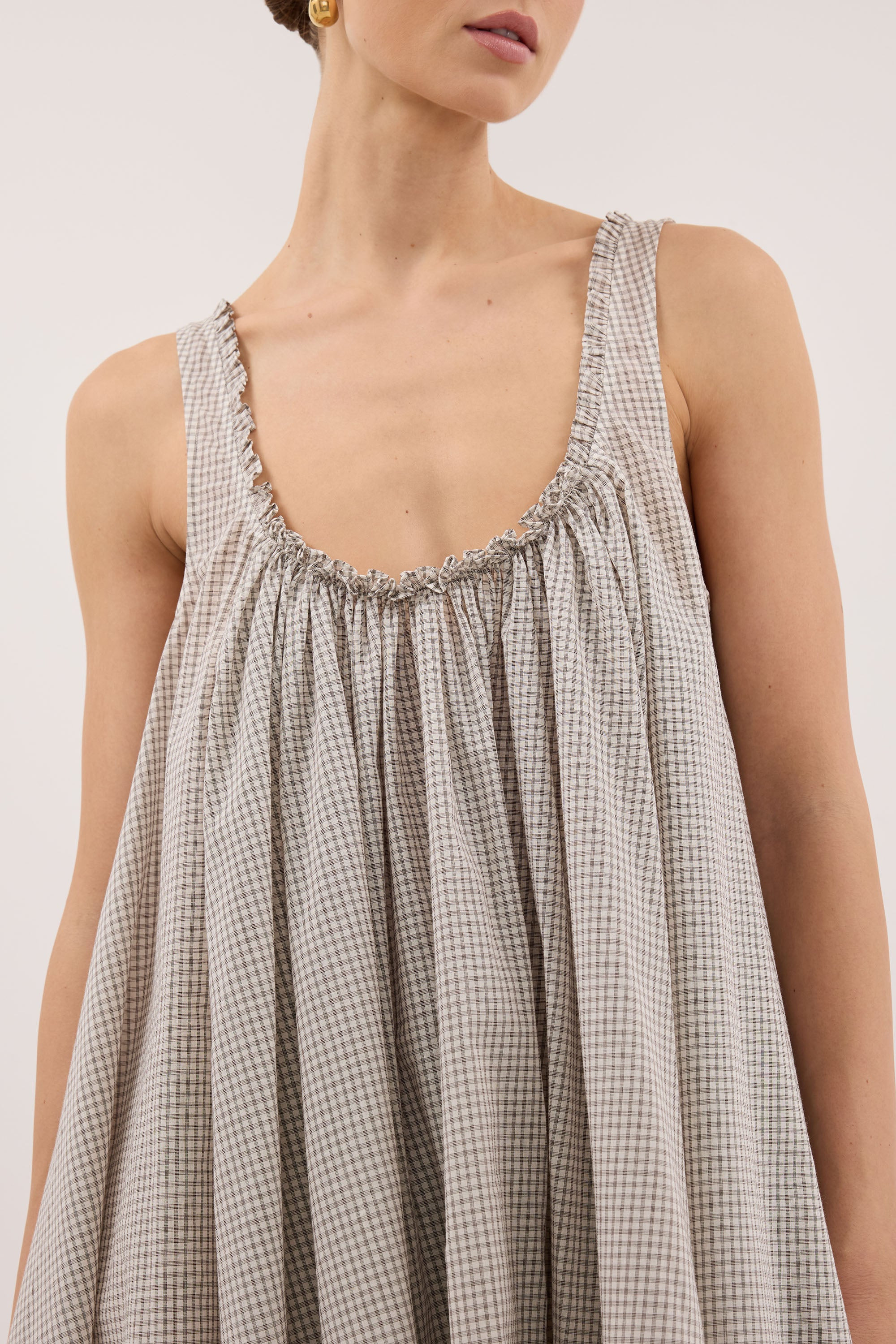 ARABELLA CREAM CHECK MINI DRESS | DISSH