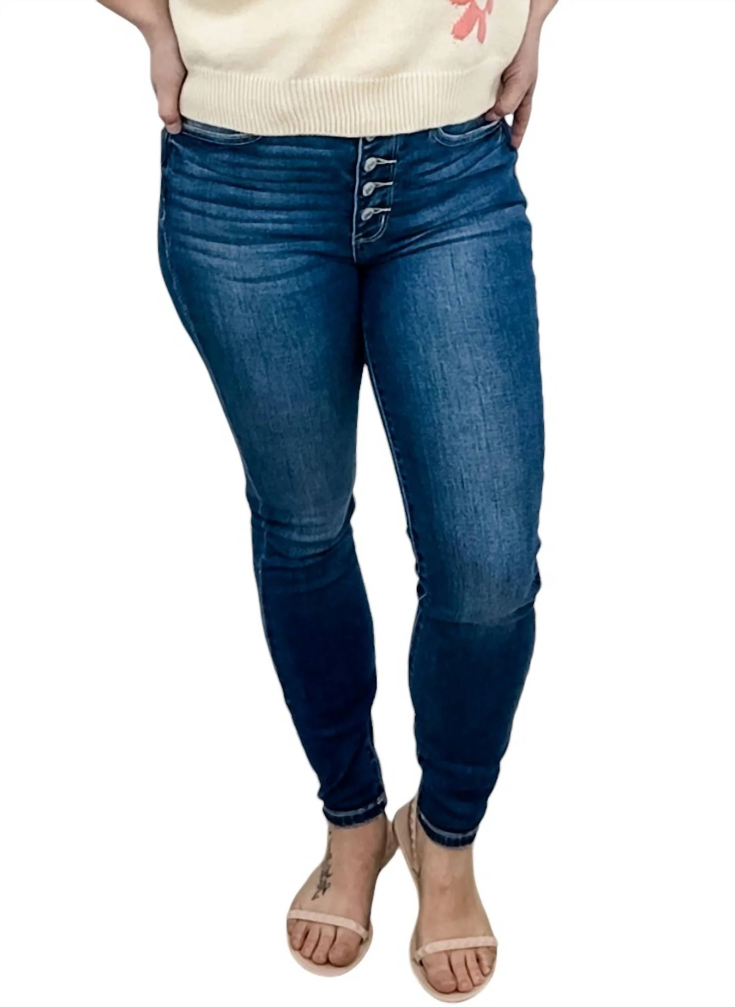 Dolly Love Skinny Jeans In Medium-Dark Wash | Shop Simon