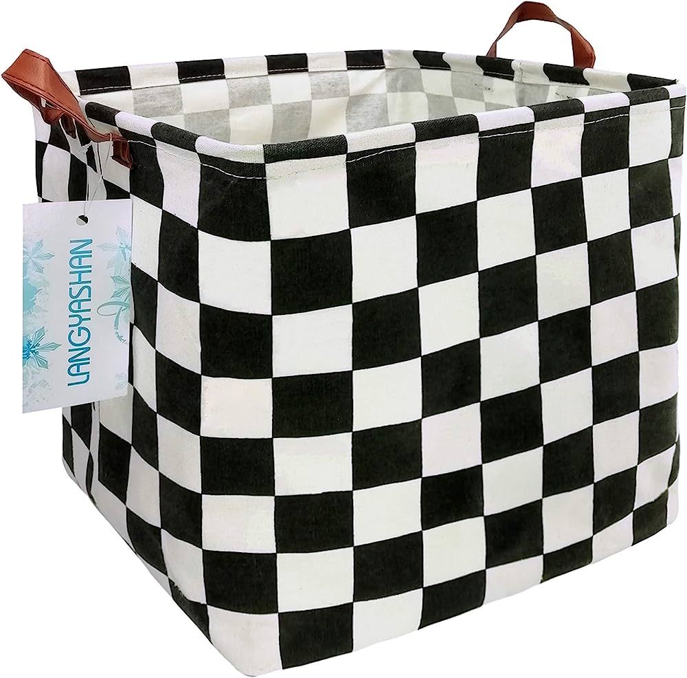LANGYASHAN Square Storage Baskets Waterproof Canvas Children Laundry Nursery Hamper for Shelves G... | Amazon (US)